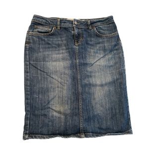 ZARA premium collected midi denim skirt size 10